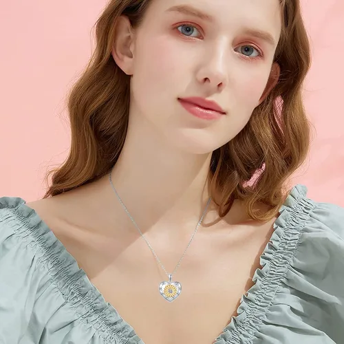 Vista 2 de Dreamboat Locket Necklace 925 Sterling Silver Photo Heart Locket Necklace Hold Picture Locket Memorial Jewelry Gifts for Mom Daughter Wife Women