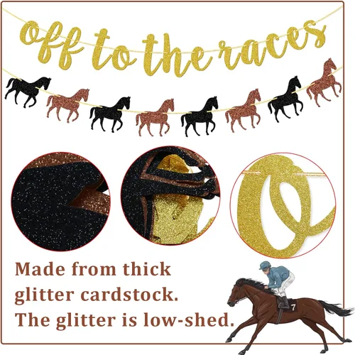 Vista 4 de Cartel Off To The Races, pancarta de caballo, pancarta de fiesta de rodeo, decoración de fiesta de carreras de caballos, decoración de fiesta