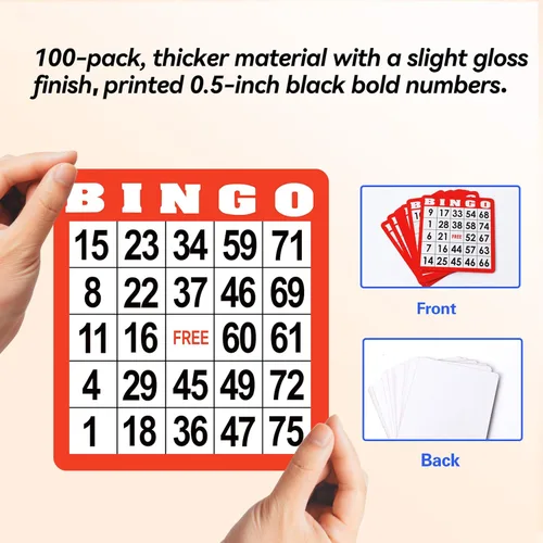 Vista 5 de GSE - Juego de cartas de bingo con números de fácil lectura, juego de 100 hojas de bingo reutilizables