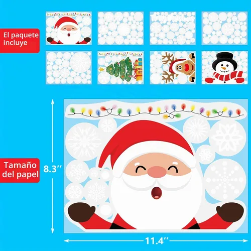 Vista 2 de Pegatinas navideñas para ventana, vidrio para el hogar, decoración navideña para ventana