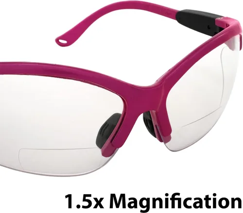 Vista 8 de Global Vision Gafas Cougar Bifocal Gafas De Seguridad De Las Mujeres Rosa Oscuro Marco De Nylon Lentes Transparentes