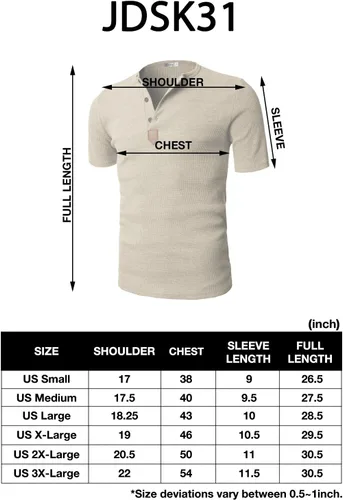 Vista 8 de H2H Mens Casual Slim Fit Basic Henley Tee Shirts Short Sleeve
