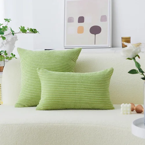 Vista 5 de Home Brilliant Funda de almohada de primavera de 18x18 pulgadas, funda de almohada de terciopelo a rayas para silla y sofá, funda de almohada