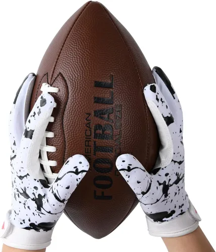 Vista 8 de Guantes de fútbol para niños, guantes de receptor ancho de silicona con agarre mejorado para jóvenes