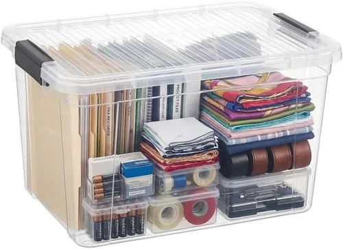 Vista 169 de Superio Mini contenedor de almacenamiento de plástico para crayón, suministros de arte y estuche de costura, organizador pequeño apilable