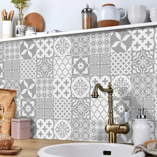 Vista 7 de 24 piezas – Azulejos para salpicaduras en muro para despegar y pegar, calcomanías de pared brillantes, impermeables, a prueba de aceite, calcomanías