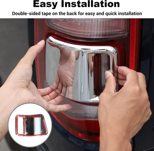 Vista 3 de JWWY Cubierta de luz trasera para lámpara trasera, cubierta de protección para Dodge Ram 2018-2024+ accesorios exteriores, cromado, 2