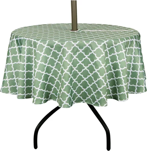 Vista 15 de Stripe Outdoor Tablecloth Water Resistant Polyester Fabric Table Cover with Zipper Umbrella Hole for Garden Patio Tabletop 60x84inch Rectangle,Black