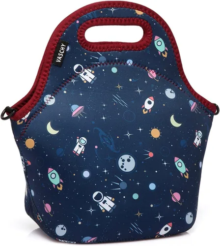 Vista 12 de Vaschy bolsa de almuerzo hermética de neopreno con correa ajustable desmontable para adultos y niños, Negro clásico, Negro clásico