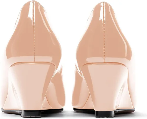 Vista 4 de WAYDERNS Zapatos de tacón bajo con punta cuadrada de charol para mujer, 2 pulgadas