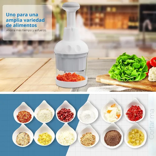 Vista 7 de Picador de alimentos, picador de verduras de mano para verduras, cebolla, ajo, nueces, cortador de verduras de mano, apto para lavavajillas, hoja