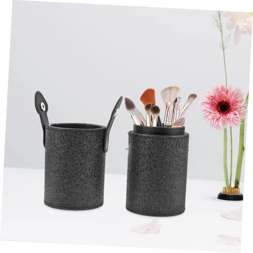 Vista 7 de Makeup Brush Canister Elegant Black Cosmetic Tool Storage Case for Professionals and Travel Space-saving Design Portable and Lightweight Anti-slip