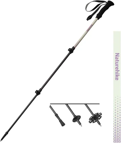 Vista 9 de Naturehike - Bastón de trekking de fibra de carbono 3K plegable y telescópico de 3 secciones ultraligero para mujeres y hombres, bastón