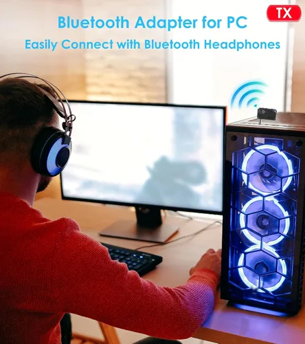 Vista 7 de Adaptador Bluetooth de avión para auriculares AirPods, transmisor Bluetooth para TV/PC/gimnasio, receptor de audio de 3.5mm para estéreo
