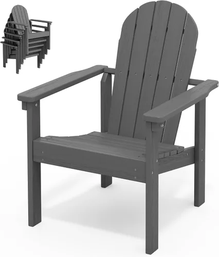 Vista 19 de SERWALL Silla Adirondack moderna apilable, silla de patio al aire libre de HDPE con diseño que ahorra espacio, silla para hoguera para todo
