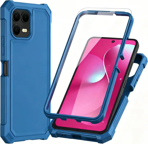 Vista 12 de Funda para T-Mobile Revvl 7 Pro 5G con protector de pantalla, protección de cuerpo completo, parte trasera de policarbonato suave, protección