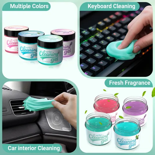 Vista 8 de ASFSKY Gel de limpieza de coche (verde, magnolia), masilla de limpieza universal de polvo, limpiador de interior de coche, removedor de polvo