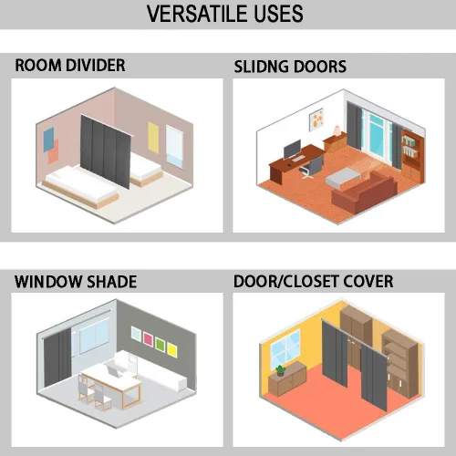 Vista 7 de LETAU - Persianas corredizas 100% opacas con riel, hechas verticalmente para ventanas grandes, puertas corredizas, espacios abiertos y divisores