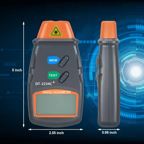 Vista 12 de AGPtek® - Tacómetro digital láser fotográfico profesional, sin contacto, tacómetro RPM