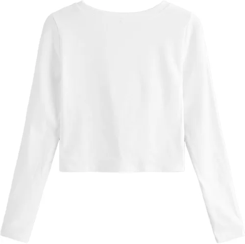 Vista 2 de SweatyRocks - Camisa recortada de manga larga para mujer, blusa de estilo casual