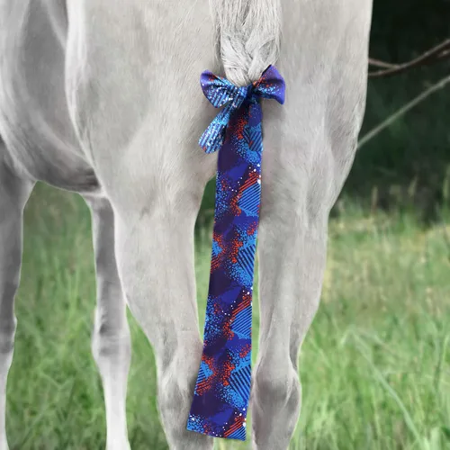 Vista 17 de Harrison Howard Protector de cola elástico, protección transpirable de cola de caballo, diseño deslizante, correas de cierre de 2 hebras, 22 Azul