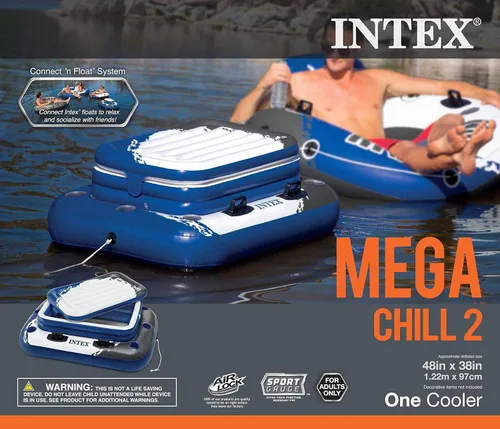 Vista 7 de Intex 58821EP Inflatable Mega Chill II 72 Can Beverage Cooler Float w/ Lid