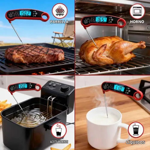 Vista 5 de X&E Termómetro digital para carne, termómetro de alimentos de lectura instantánea para cocinar y asar a la parrilla, cocina profesional
