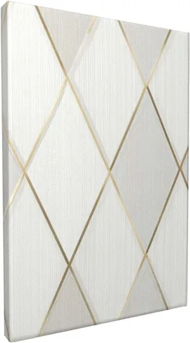 Vista 8 de Lienzo decorativo para pared, cuadros personalizados, perfil geométrico, marfil, dorado, cuadros de pared, arte moderno, lienzo enmarcado, póster