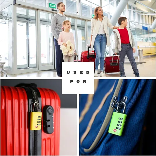 Vista 7 de Cerraduras TSA para equipaje, candado de combinación pequeña con indicador de alerta, cerraduras de equipaje aprobadas por la TSA para artículos