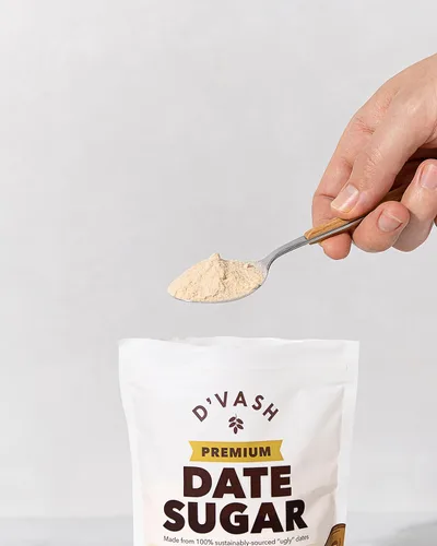 Vista 4 de Azúcar de dátiles (1 bolsa de 8.8 onzas) 8.82 oz D'Vash Dátiles secos molidos totalmente naturales, polvo, vegano, paleo, sustituto del azúcar
