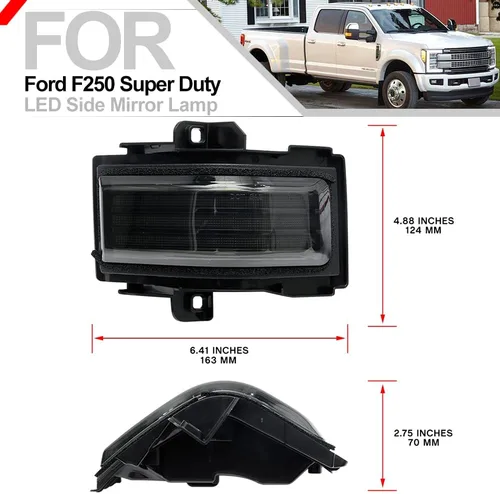 Vista 5 de Switchback - Luces LED para espejo lateral para Ford F150 F250 F350 F450 F550 Super Duty con lente ahumada, luces direccionales secuenciales, luces
