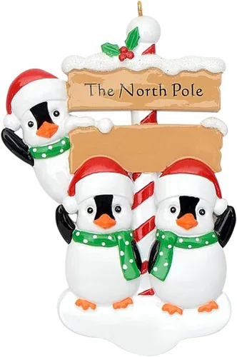 Vista 8 de MAXORA Adornos de Navidad personalizados 2025 – Adorno de pingüino del Polo Norte – Adornos de Navidad familiares únicos personalizados 2025