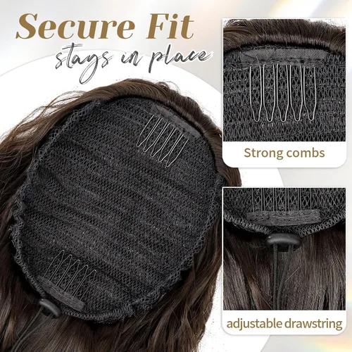 Vista 2 de KooKaStyle Extensión de cola de caballo con cordón de 26 pulgadas (66 cm) para mujeres, extensiones de cabello sintético rizado largo para uso