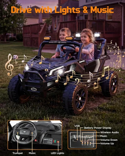 Vista 6 de Coches eléctricos de paseo con control remoto de 24 V para niños Negro