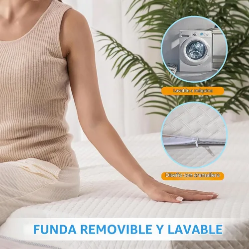 Vista 7 de EGO - Cubrecolchón de espuma viscoelástica de gel, tamaño individual de 2 pulgadas con funda suave transpirable extraíble, cubrecolchón de cama