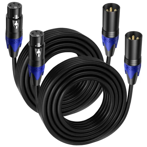 Vista 12 de Paquete de 2 cables XLR macho a hembra de 10 pies, cable de micrófono profesional equilibrado, cobre puro y blindaje dual, compatible