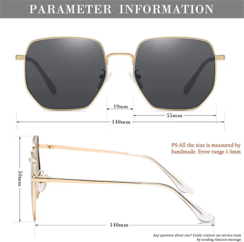Vista 7 de HJSTES Square Polarized Sunglasses Womens Men Trendy Hexagon Frame Sun Glasses UV400 Protection