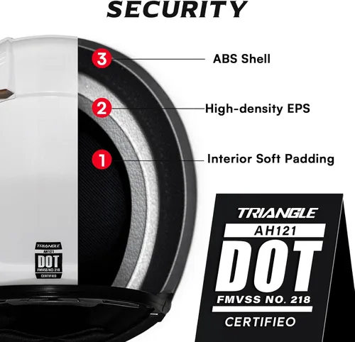 Vista 5 de TRIANGLE Cascos de motocicleta modulares para hombres con visera completa abatible, visera doble con protector solar interno, aprobado por DOT