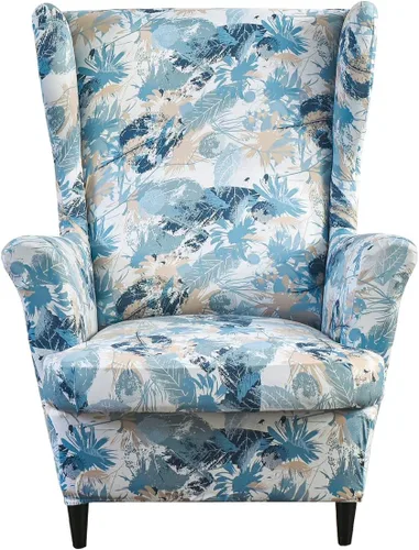 Vista 18 de HAOYONG Fundas para silla de alas estampadas, 2 piezas, fundas elásticas para sillón con respaldo de ala, fundas protectoras lavables para sala