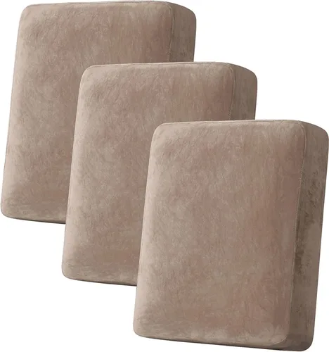 Vista 10 de ADPON Funda de cojín elástica de terciopelo para sofá, funda de cojín de felpa para silla, sofá biplaza o sofá, protector de muebles, cojín de Gris
