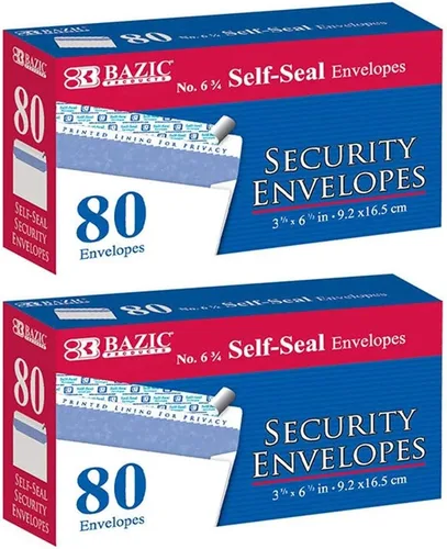 Vista 6 de 160 sobres de seguridad blancos autoadhesivos 3-5/8 "x 6-1/2" envío de cartas