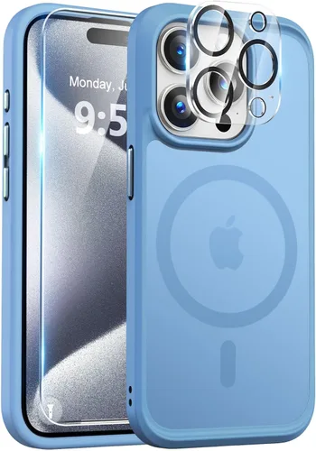 Vista 15 de BossKiss Funda compatible con iPhone 15 Pro, compatible con MagSafe, pantalla y protector de cámara, magnética, translúcida, mate, para mujeres