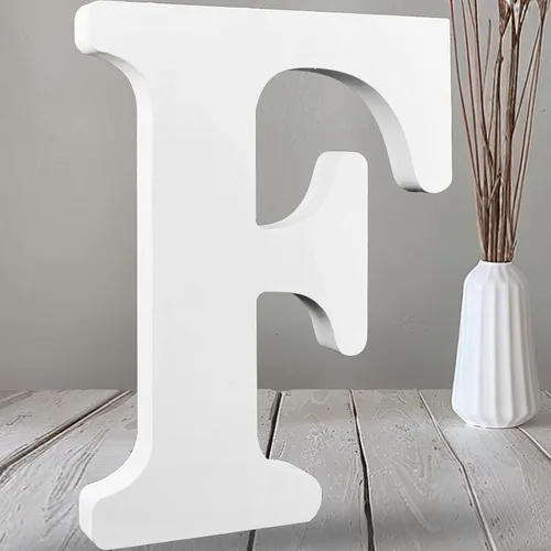 Vista 15 de AOCEAN Letras de madera grandes blancas de 12 pulgadas, letras de madera sin terminar para decoración de pared, letras decorativas de pie