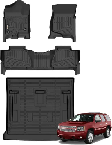 Vista 24 de Alfombrillas para todo tipo de clima y forro de carga para Volkswagen Atlas 2018-2026 (asientos de 6 pasajeros), juego completo de 3 filas
