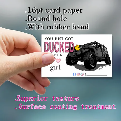 Vista 2 de You've Been Ducked You Just Got Ducked By a Car Girl Tarjeta de juego de pato de pato Etiqueta de tarjeta de pato Paquete de 50