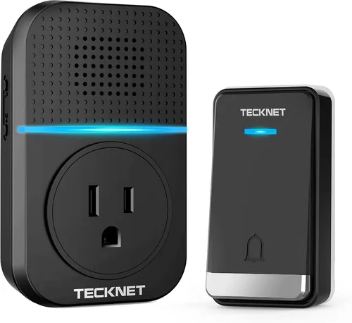 Vista 10 de TECKNET Timbre inalámbrico, timbre autoalimentado, timbre inalámbrico enchufable de 0 a 110 db para hogar, aula, IP66, impermeable, 1300 pies