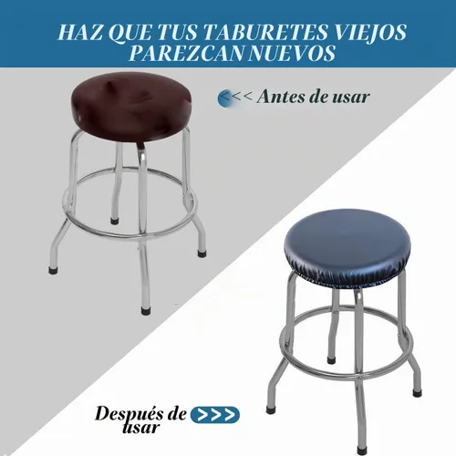 Vista 4 de Fundas para taburetes, paquete de 2 fundas elásticas impermeables de poliuretano para taburetes de bar, extraíbles y lavables, con bandas elásticas