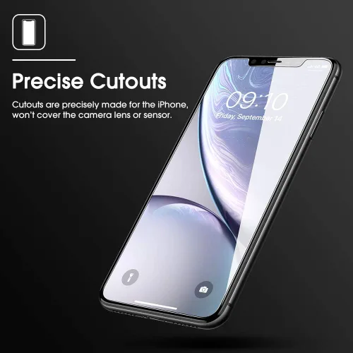 Vista 7 de OMOTON Paquete de 3 protectores de pantalla diseñados para iPhone 11 y iPhone XR (6.1 pulgadas), protección de vidrio templado mejorada, compatible