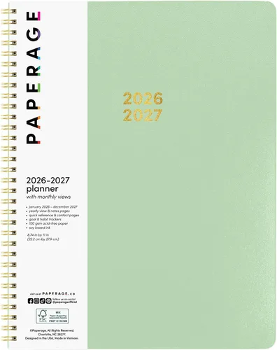 Vista 10 de PAPERAGE Planificador mensual y anual de 2 años, 24 meses (enero 2026 - diciembre 2027), 8.5 x 11 pulgadas, Planificador espiralado 2026-2027
