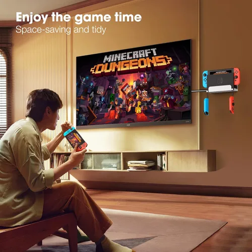 Vista 6 de KUNSLUCK Soporte de pared para Nintendo SwitchSwitch OLED, blanco, metal, capacidad de peso de 10 libras